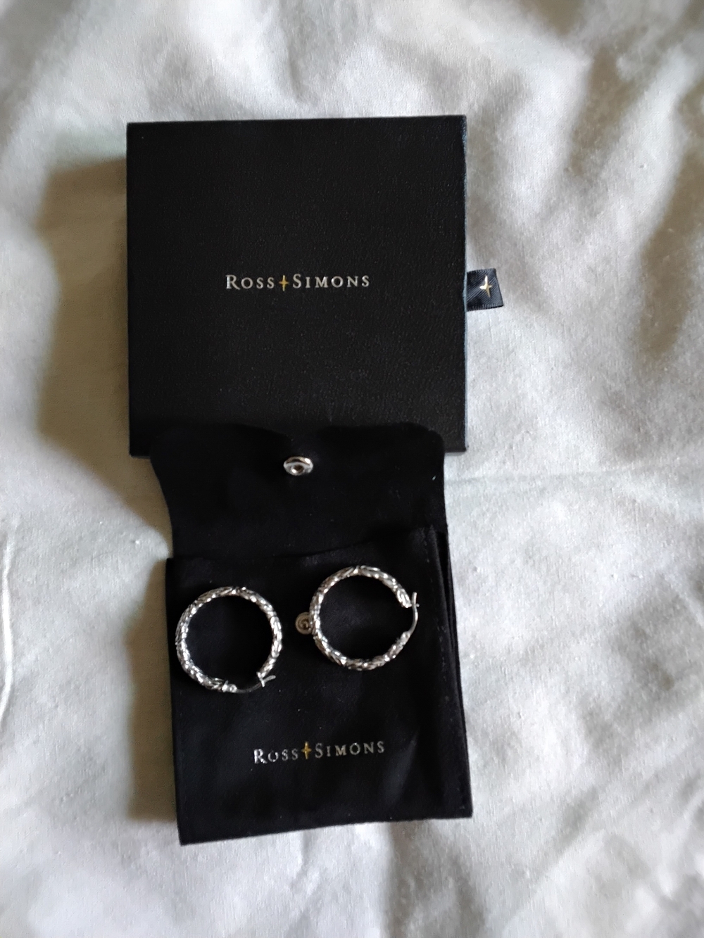 Ross-Simons Silver Textured Hoop Earrings